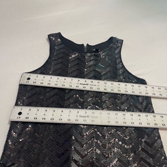 NWT Bebe Uptown Leather And Shine Black Sequin Tank Top Size Medium New - Picture 2 of 6